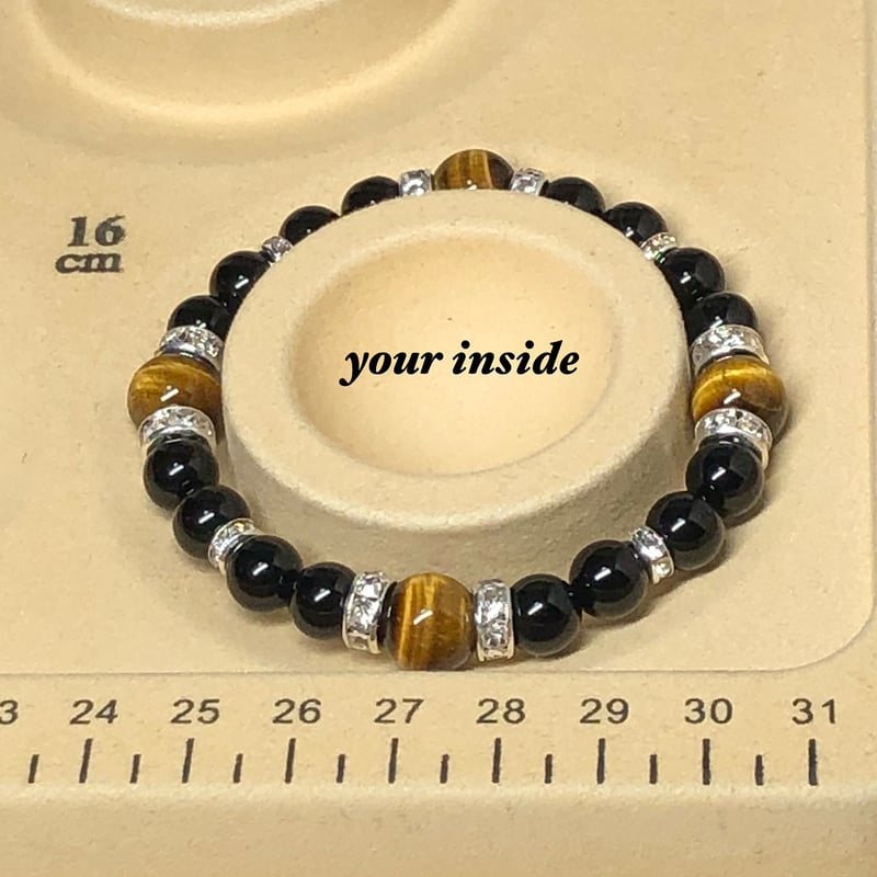 超希少　ヴィンテージ　ブレスレット　925 オニキス　タイガーアイ　アメリカ タイガーアイ オニキス ブレスレット メンズ スターカット 10mm