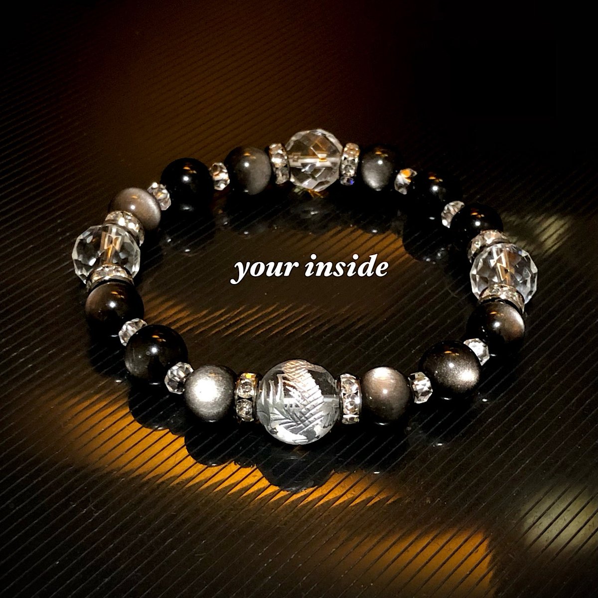 激レア！　ブルーアンバー 24k 4回塗　龍彫刻　ブレスレット　天然石 銀色 龍彫り水晶 シルバーオブシディアン 黒曜石 天然石ブレスレット