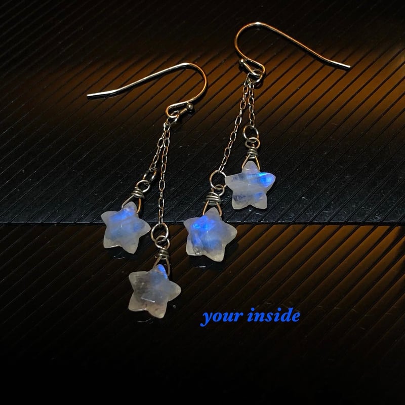 1493恋愛運を高める✨ ブルームーンストーンピアス 天然石ピアス　ハンドメイド ブルームーンストーン スター 天然石 星ピアス | 💎 天然石