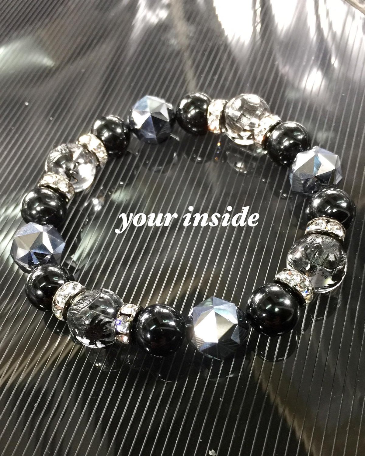 四神獣 黒彫り水晶 テラヘルツ鉱石 天然石ブレスレット | 💎 天然石