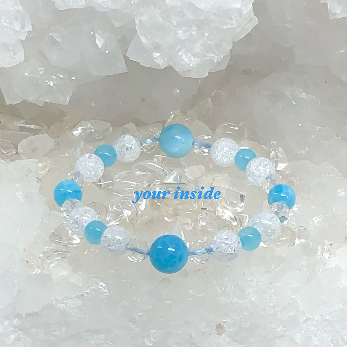 ラリマーブルーアゲート デザイン 天然石ブレスレット | 💎 天然石