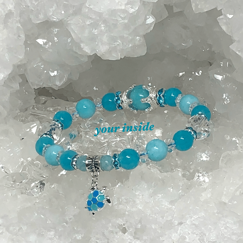 アマゾナイト デザイン ウミガメ 天然石ブレスレット | 💎 天然石