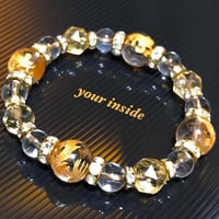 四神獣水晶 金色 彫り スターカットシトリン 天然石ブレスレット