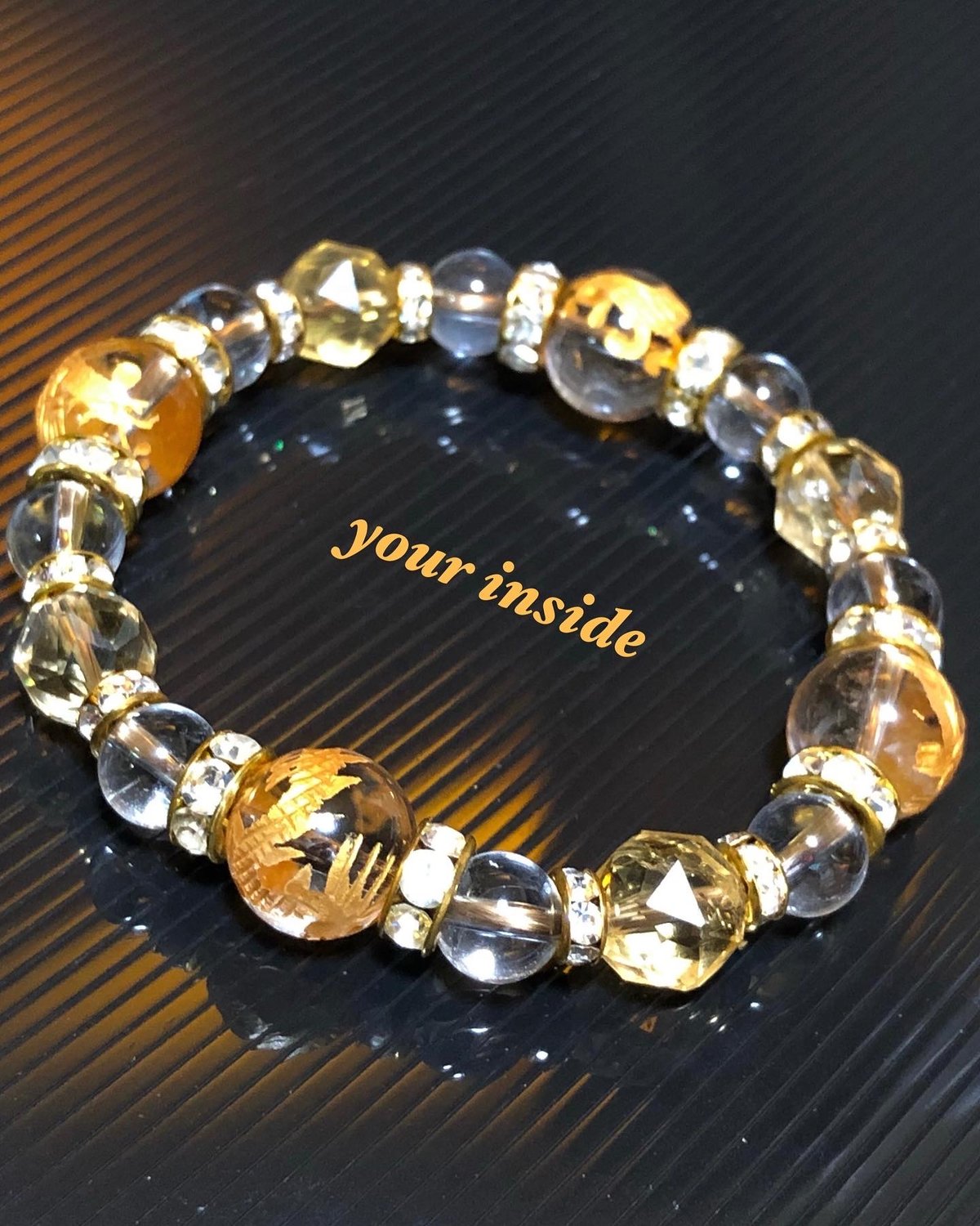 西蔵高級至純風化宝瓶天珠、宝石質天然シトリンカットブレスレット 宝瓶天珠 石物語