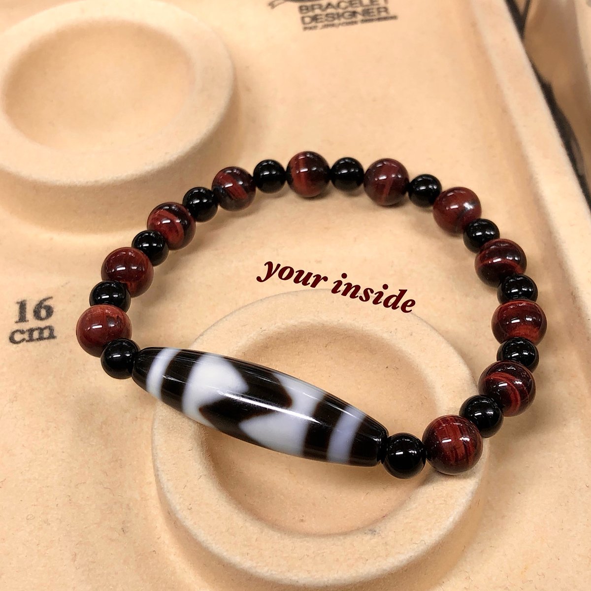 天然石 天珠ブレスレット(四虎牙天珠) 四線虎牙天珠（しせんこがてんじゅ） 至純 S 天珠/曼荼羅/仏画（タンカ