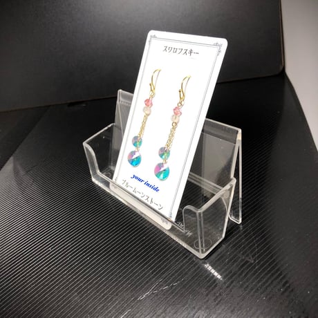 スワロフスキー アクアマリン トランスミッション ブルームーンストーン 天然石 ピアス