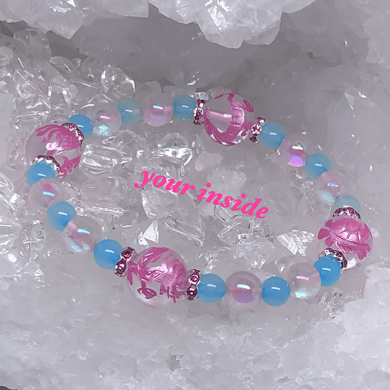 四神獣 ピンク彫り水晶 シーブルーカルセドニー ドラゴン 天然石