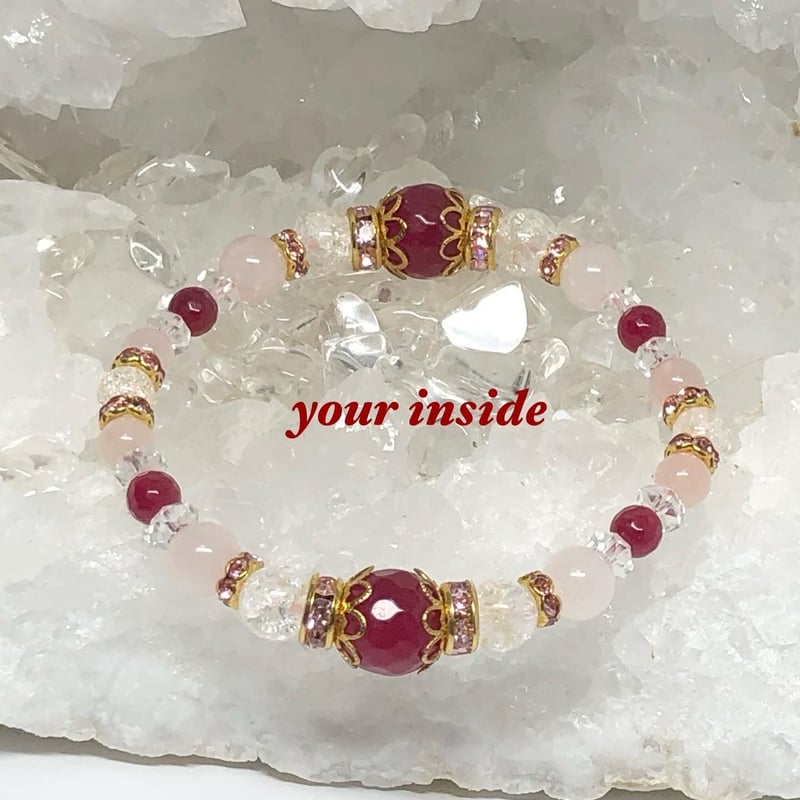 ルビーカラーアゲート デザイン 天然石ブレスレット | 💎 天然石