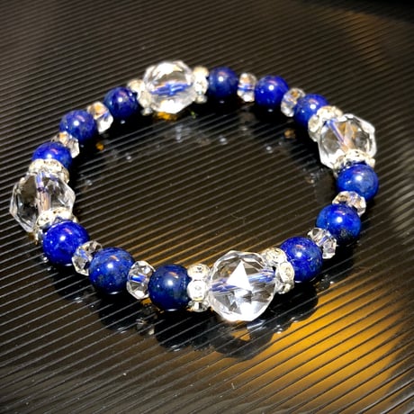 ラピスラズリ スターカット水晶 天然石ブレスレット