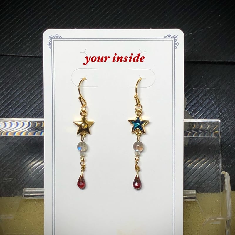 14kgf 宝石質ガーネットのピアス スワロフスキー・クリスタルの煌めき 14kgf 宝石質ガーネットのピアス スワロフスキー・クリスタルの煌めき