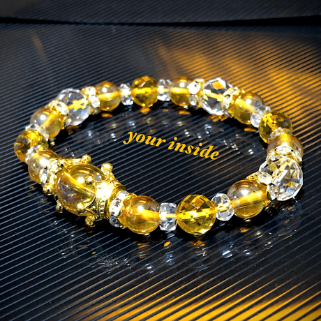 ゴールデンオーラ クリスタル 水晶 デザイン 天然石ブレスレット