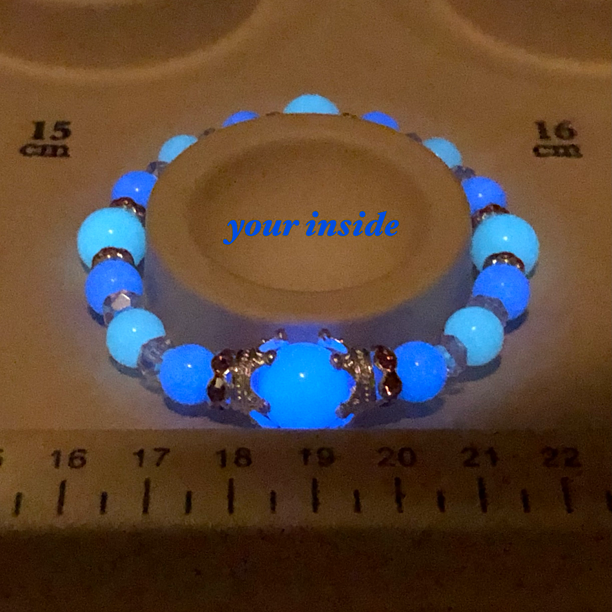 ブルールミナスストーン 夜光石 デザイン ブレスレット ピンク