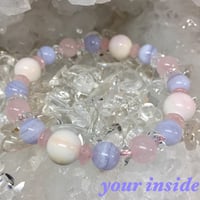 クイーンコンクシェル ブルーレースアゲート デザイン 天然石ブレスレット