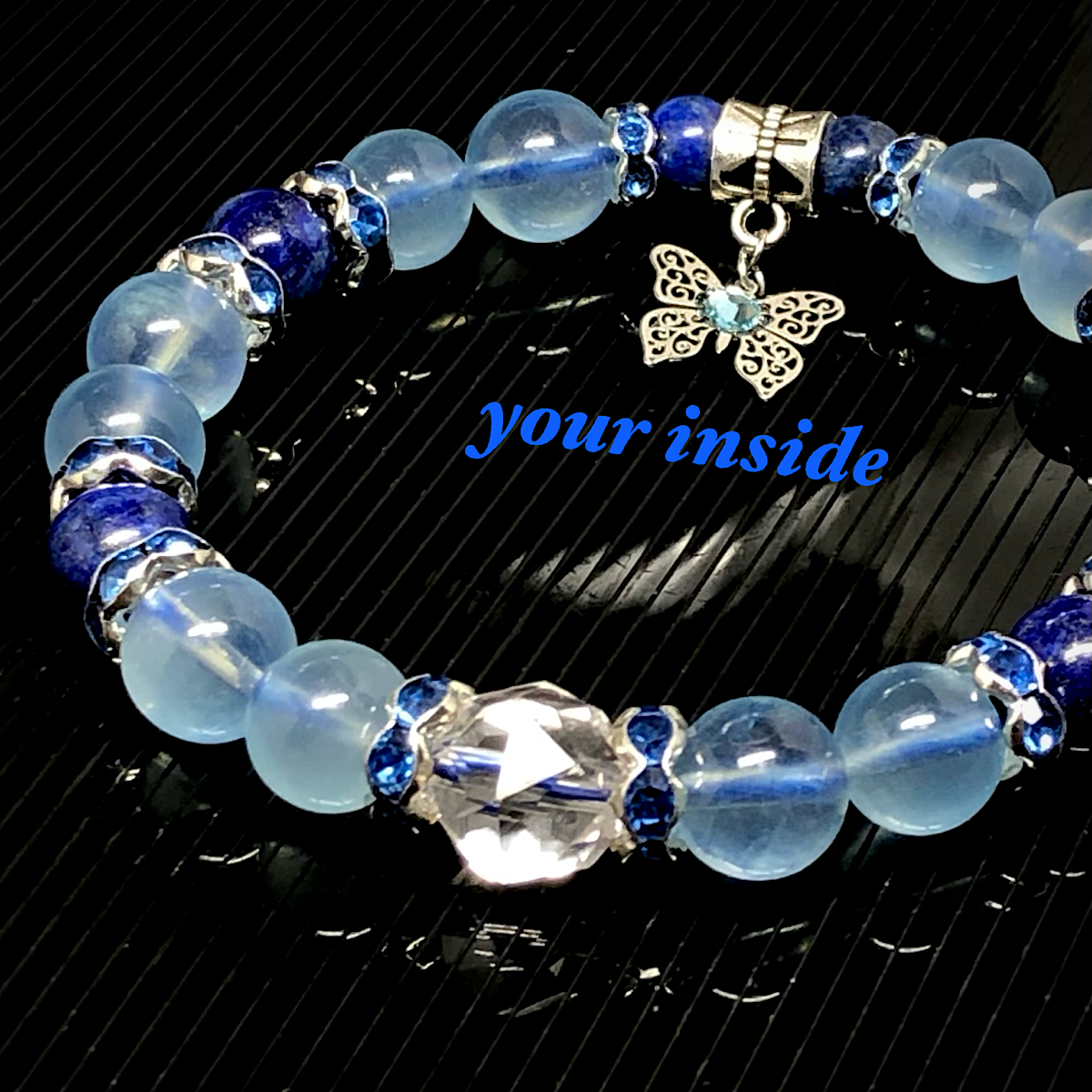 ラピスラズリ薔薇とアクアマリンブレスレット ラピスラズリ薔薇とアクアマリンブレスレット 【公式通販】