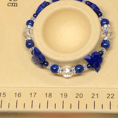 ラピスラズリ 天然石 スターカット水晶  蝶々ブレスレット