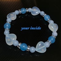 アクアマリン ハート リボン 天然石 ブレスレット | 💎 天然石