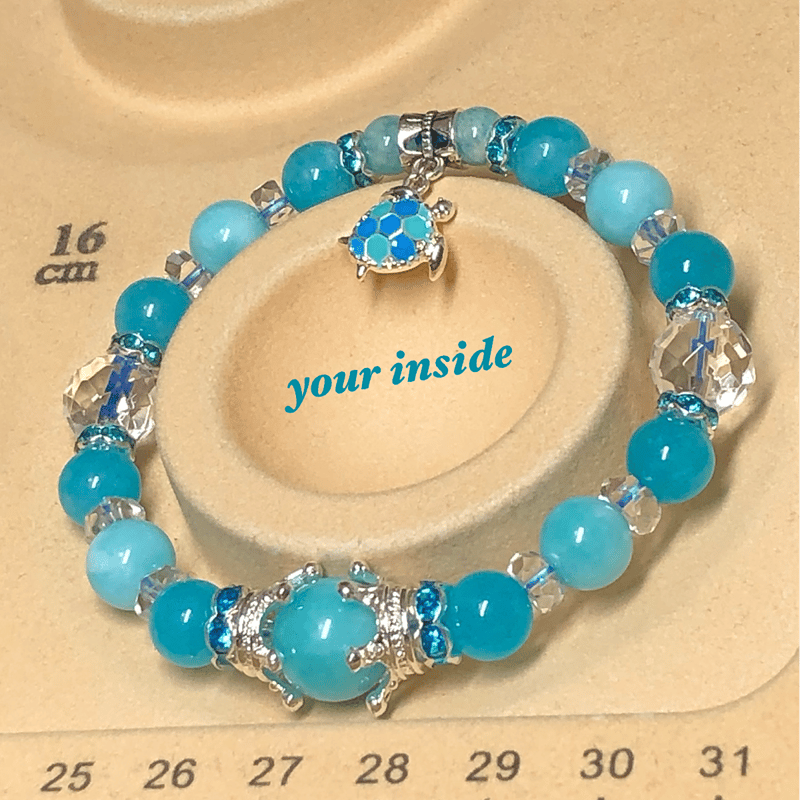 アマゾナイト デザイン ウミガメ 天然石ブレスレット | 💎 天然石