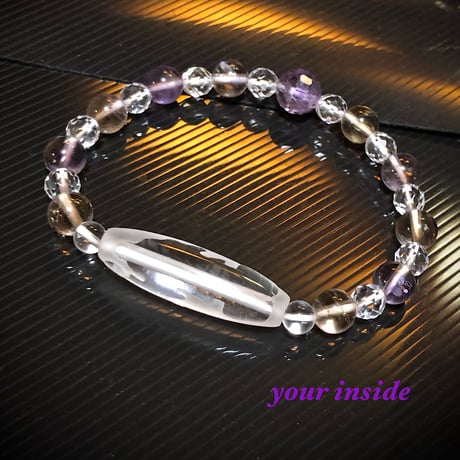 弁財天天珠型 水晶 アイリスクォーツ ラブラドライト 天然石ブレスレット