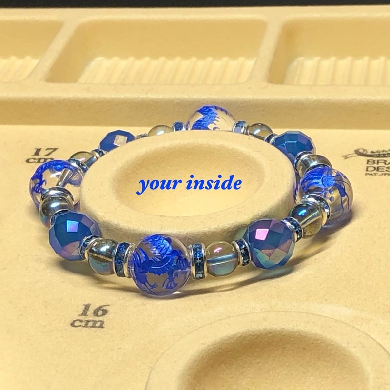 b.82 ハンドメイド 天然石 ブレスレット オニキス ブルーカルセドニー