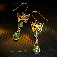 ペリドット 天然石 蝶々ピアス