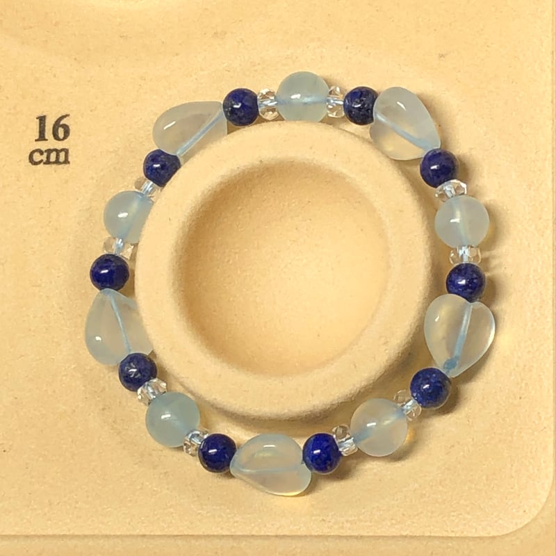 アクアマリン ハート ラピスラズリ デザイン 天然石 ブレスレット