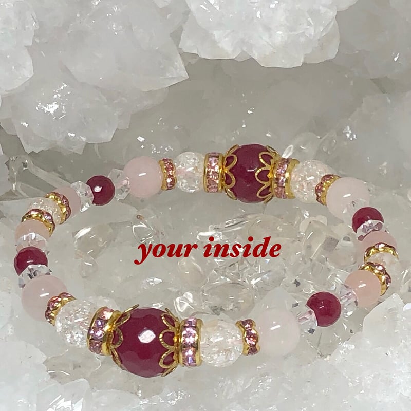 ルビーカラーアゲート デザイン 天然石ブレスレット | 💎 天然石