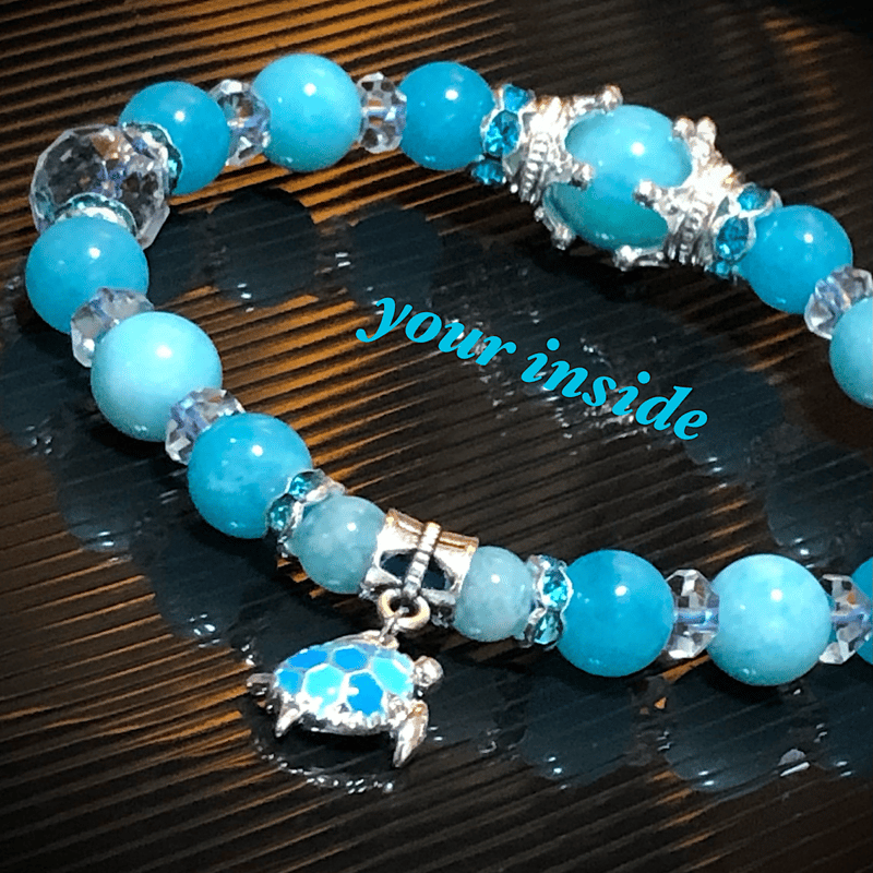 アマゾナイト デザイン ウミガメ 天然石ブレスレット | 💎 天然石