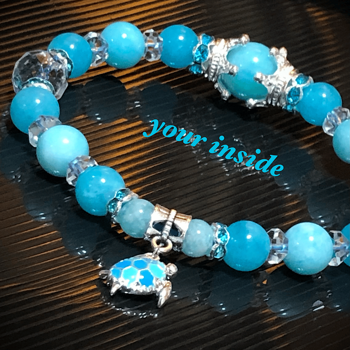 アマゾナイト デザイン ウミガメ 天然石ブレスレット | 💎 天然石