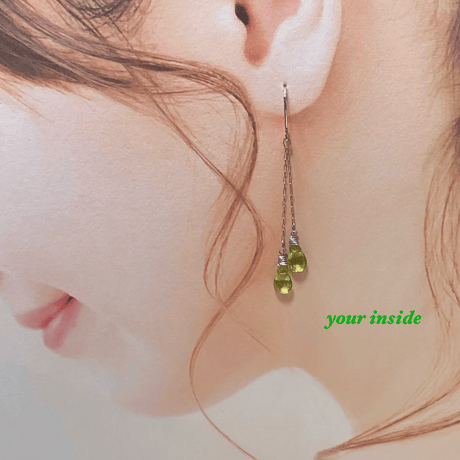 ペリドット ステンレス 天然石 ピアス