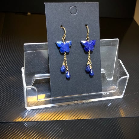 ラピスラズリ 天然石 アゲハ バタフライ 蝶々ピアス