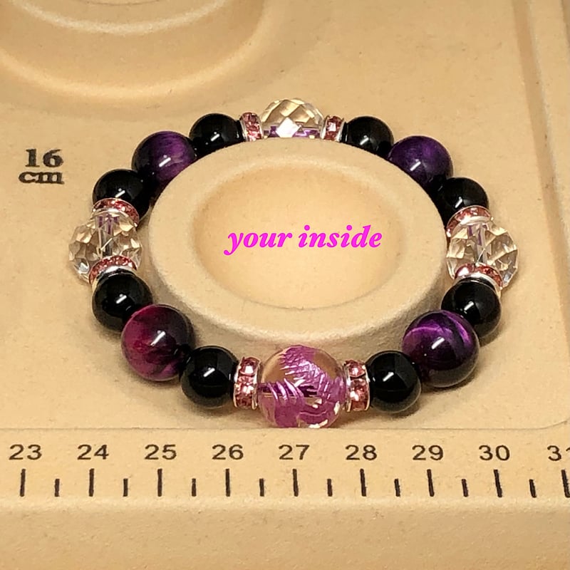 ピンクパープル 龍彫り水晶 パープルカラータイガーアイ 天然石