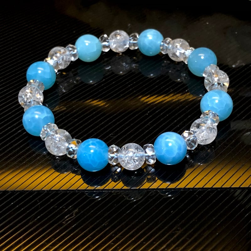 ラリマーブルーアゲート デザイン 天然石ブレスレット | 💎 天然石