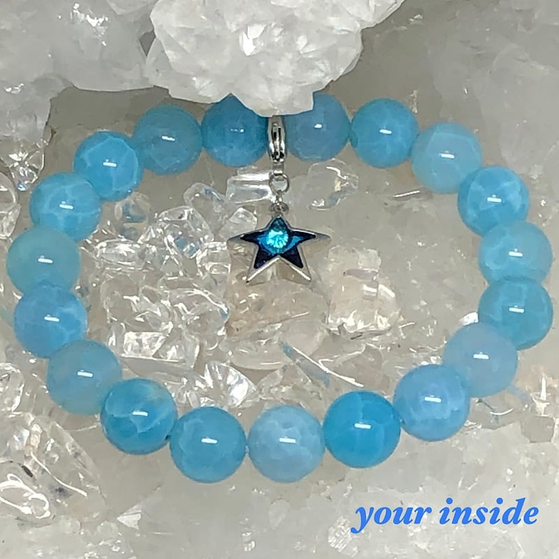 ラリマーの夏ブレスとブルーアゲートブレス ラリマーブルーアゲート10㎜ 天然石ブレスレット | 💎 天然石
