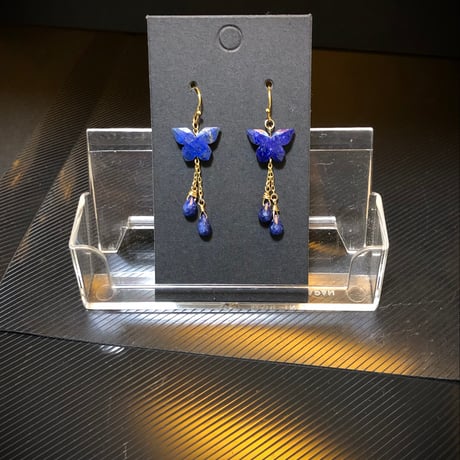 ラピスラズリ 天然石 アゲハ バタフライ 蝶々ピアス