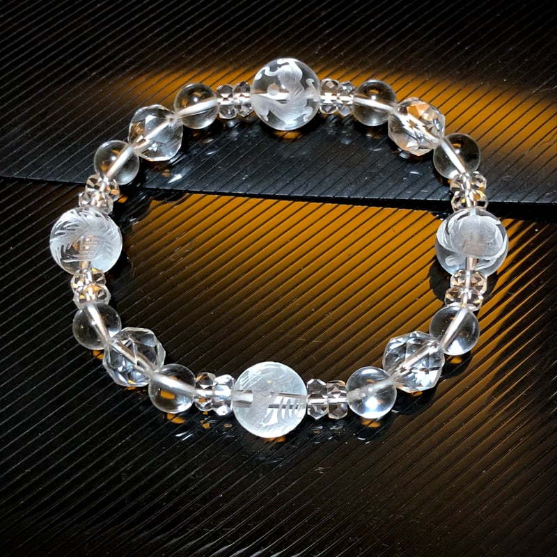 四神獣 素彫り 水晶 天然石ブレスレット | 💎 天然石アクセサリー ユア