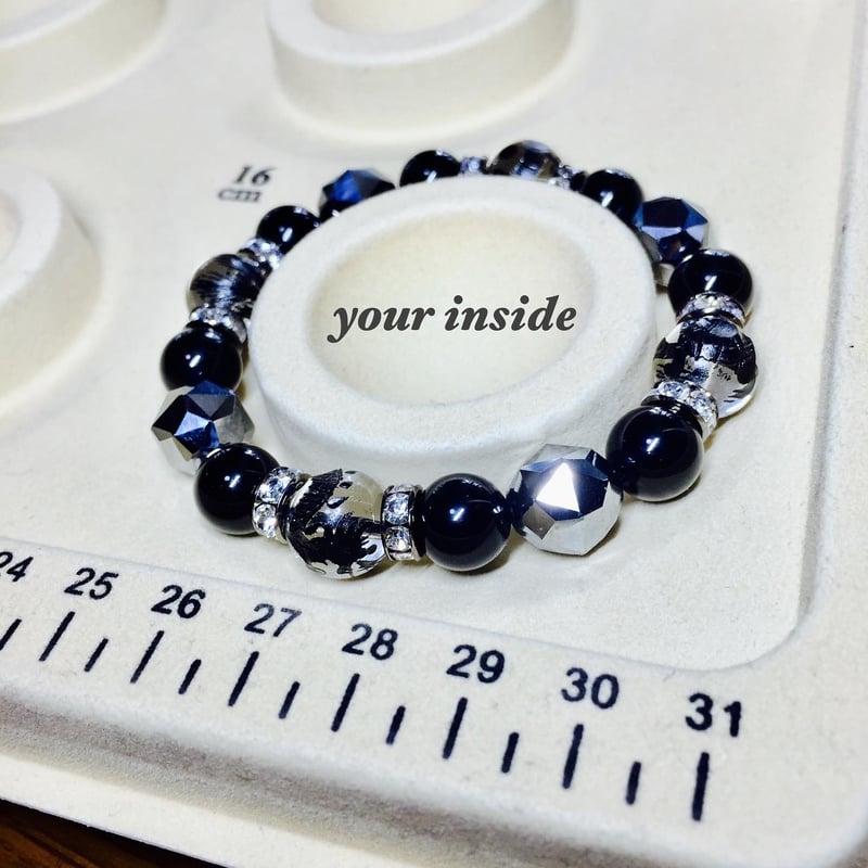 四神獣 黒彫り水晶 テラヘルツ鉱石 天然石ブレスレット | 💎 天然石