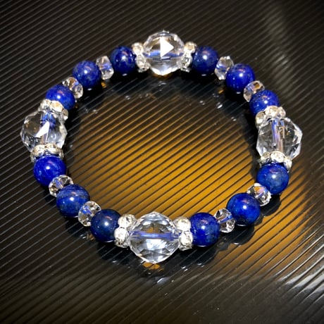 ラピスラズリ スターカット水晶 天然石ブレスレット