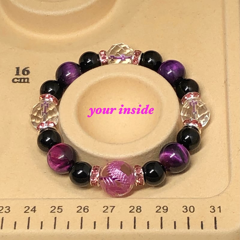 ピンクパープル 龍彫り水晶 パープルカラータイガーアイ 天然石