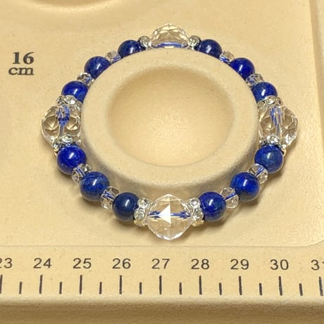 ラピスラズリ スターカット水晶 天然石ブレスレット