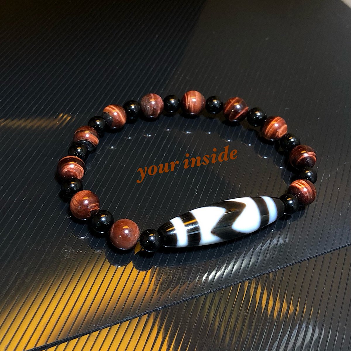 天然石 天珠ブレスレット(四虎牙天珠) 四線虎牙天珠（しせんこがてんじゅ） 至純 S 天珠/曼荼羅/仏画（タンカ