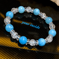 ラリマーブルーアゲート デザイン 天然石ブレスレット | 💎 天然石