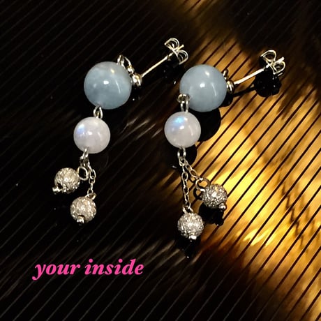 アクアマリン 天然石 ピアス