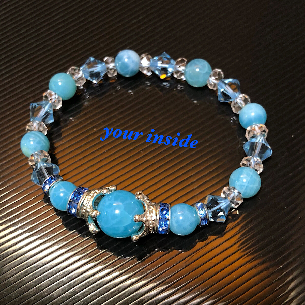 ラリマーブルーアゲート デザイン 天然石ブレスレット | 💎 天然石