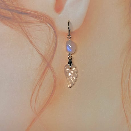 クリスタル 水晶 フェザー 天然石 ピアス