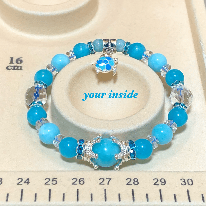 アマゾナイト デザイン ウミガメ 天然石ブレスレット | 💎 天然石