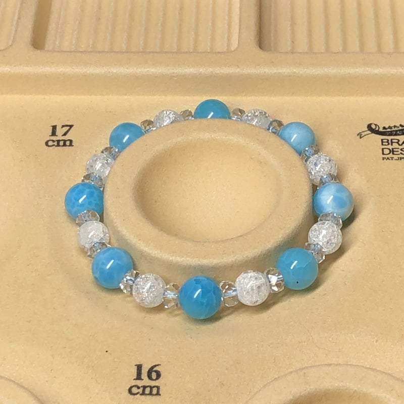 ラリマーブルーアゲート デザイン 天然石ブレスレット | 💎 天然石