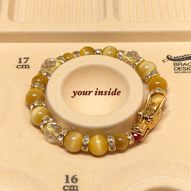 ドラゴンヘッド 龍 ゴールデンタイガーアイ 64面カット水晶 天然石