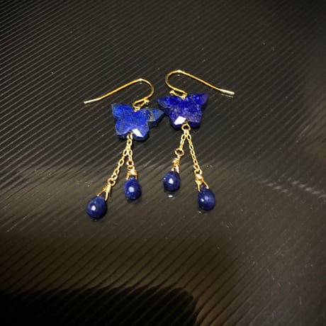 ラピスラズリ 天然石 アゲハ バタフライ 蝶々ピアス