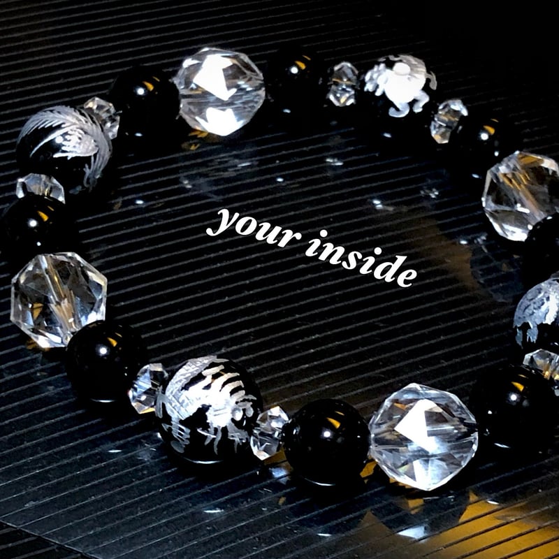 四神獣 オニキス 銀彫り スターカット水晶 天然石ブレスレット | 💎 天然石アクセサリー 四神獣 オニキス 銀彫り スターカット水晶 天然石ブレスレット | 💎 天然石アクセサリー