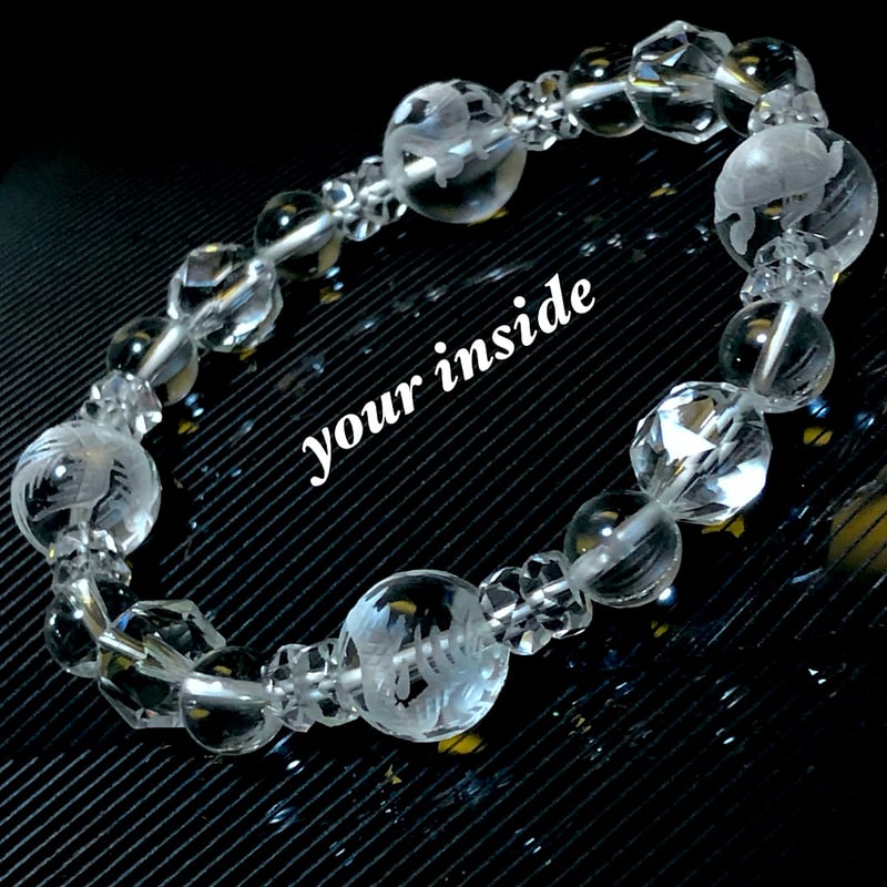四神獣 素彫り 水晶 天然石ブレスレット | 💎 天然石アクセサリー ユア